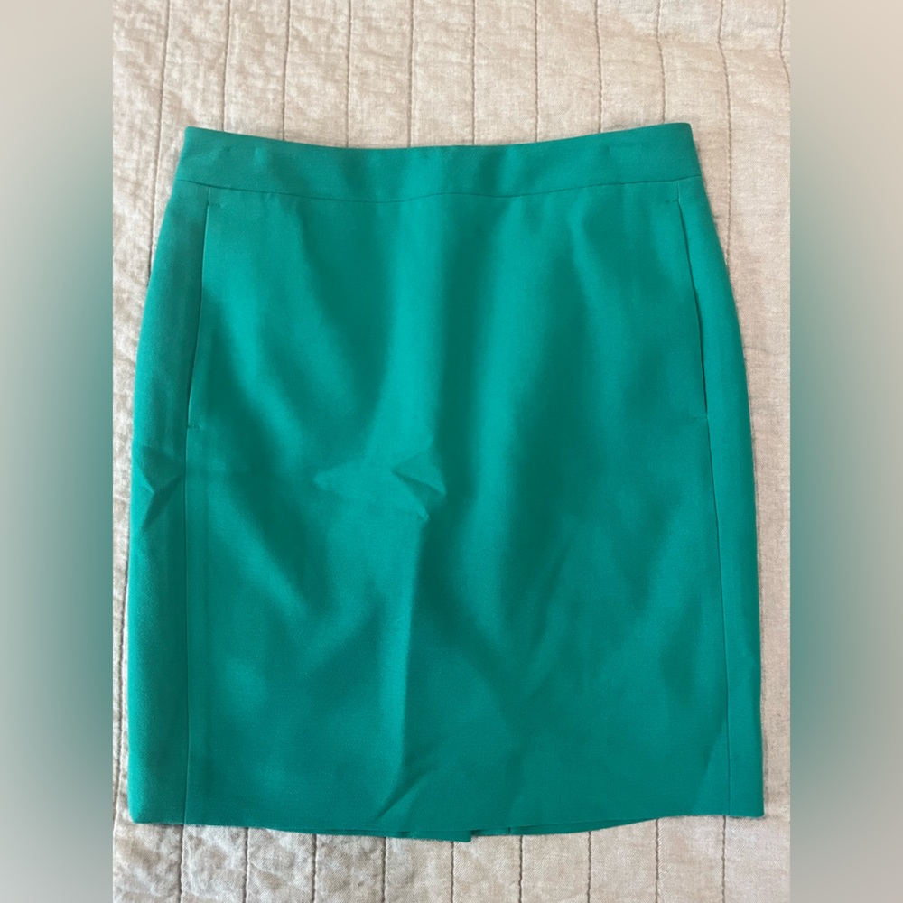J CREW Pencil Skirt Teal Size 4 Petite